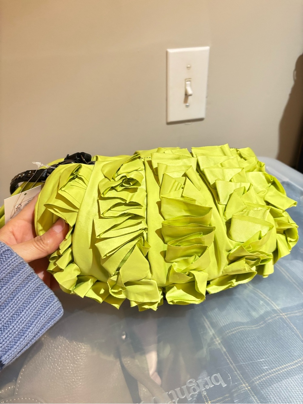 Diane Von Furstenberg Light Green Ruffle Wristlet Clutch